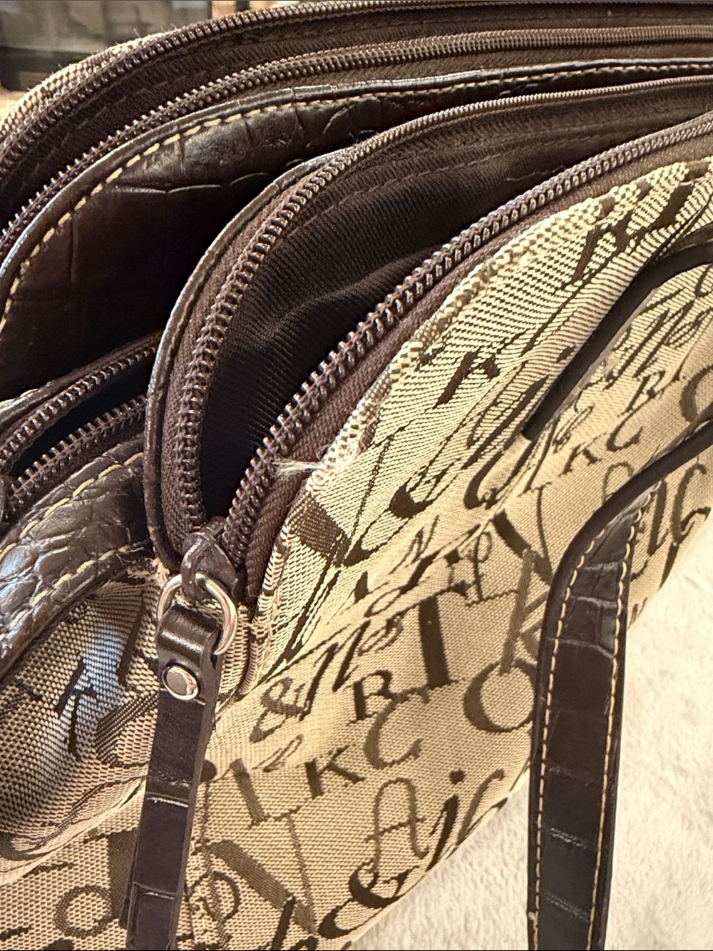 Vintage Sag Harbor Beige and Brown Logo Tote Bag - Picture 11 of 11